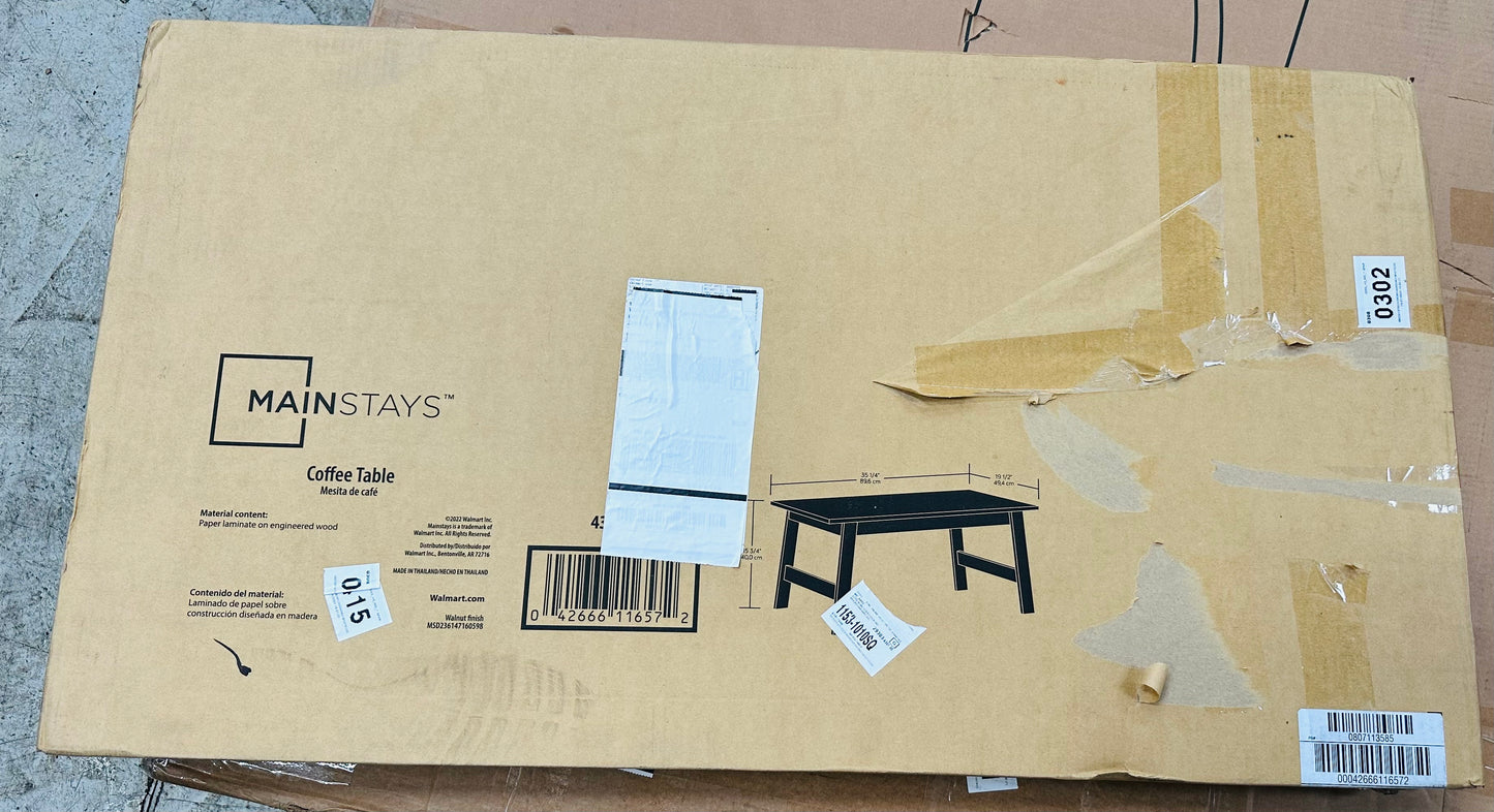 Mainstays Wood Rectangle Coffee Table, Walnut Finish